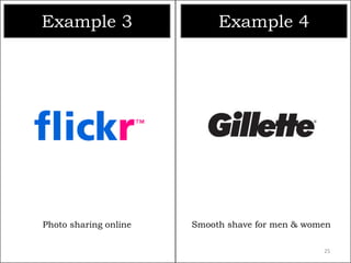 Example 3 Example 4
Photo sharing online Smooth shave for men & women
25
 