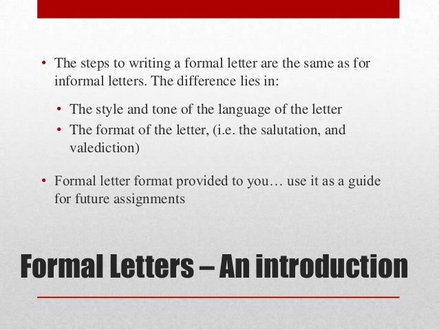 formal letters introduction