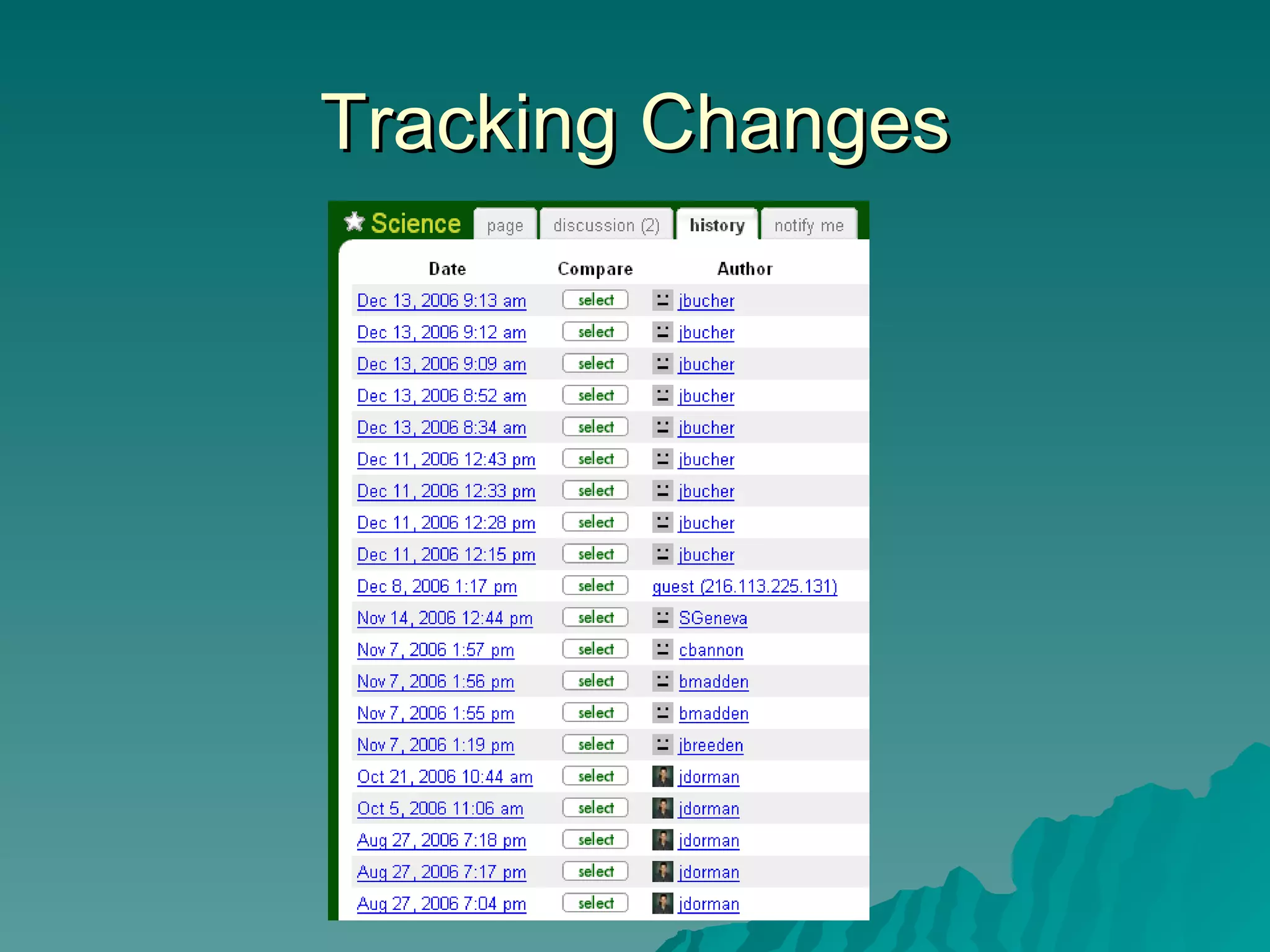 Tracking Changes 