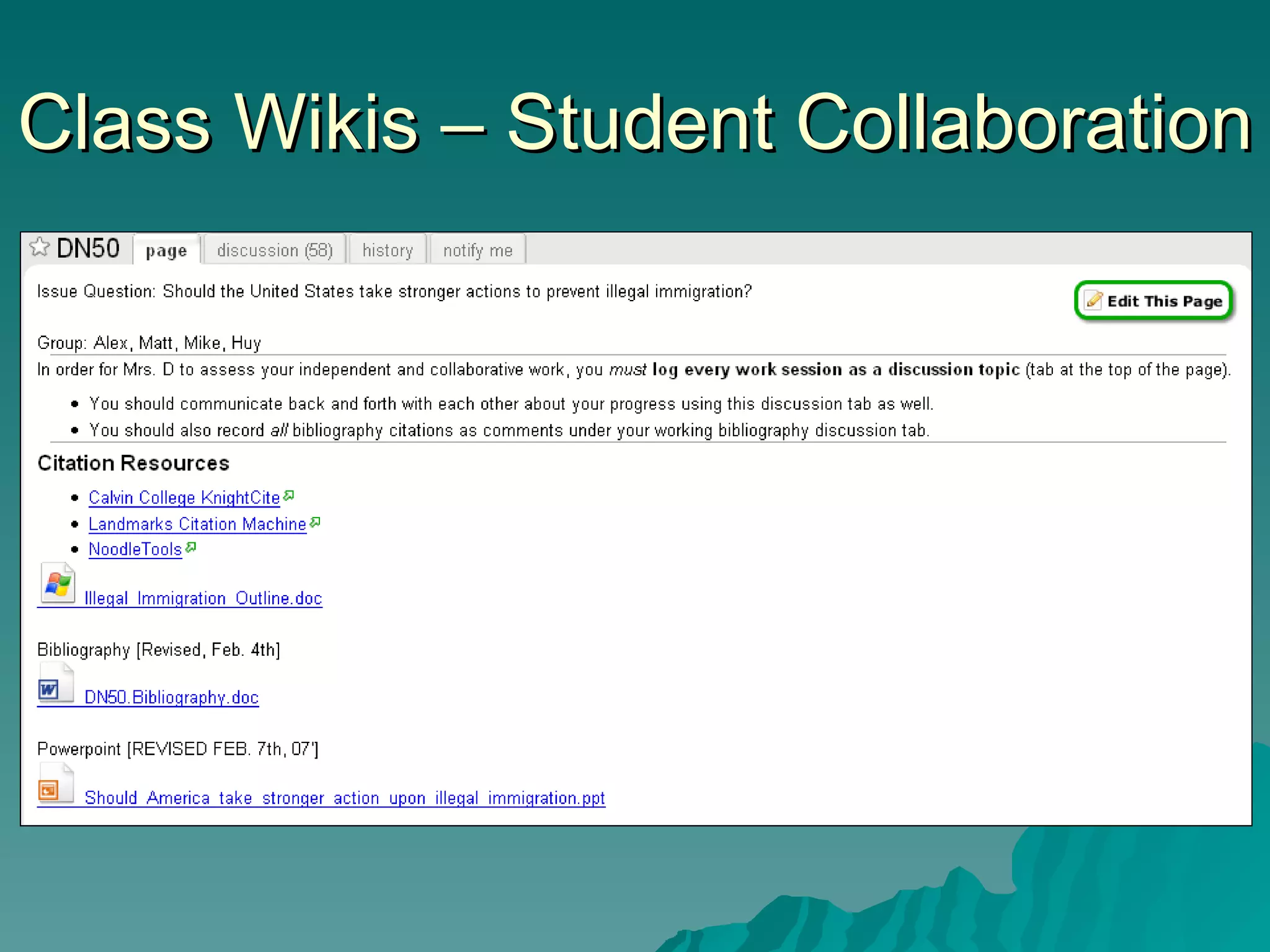 Class Wikis – Student Collaboration 