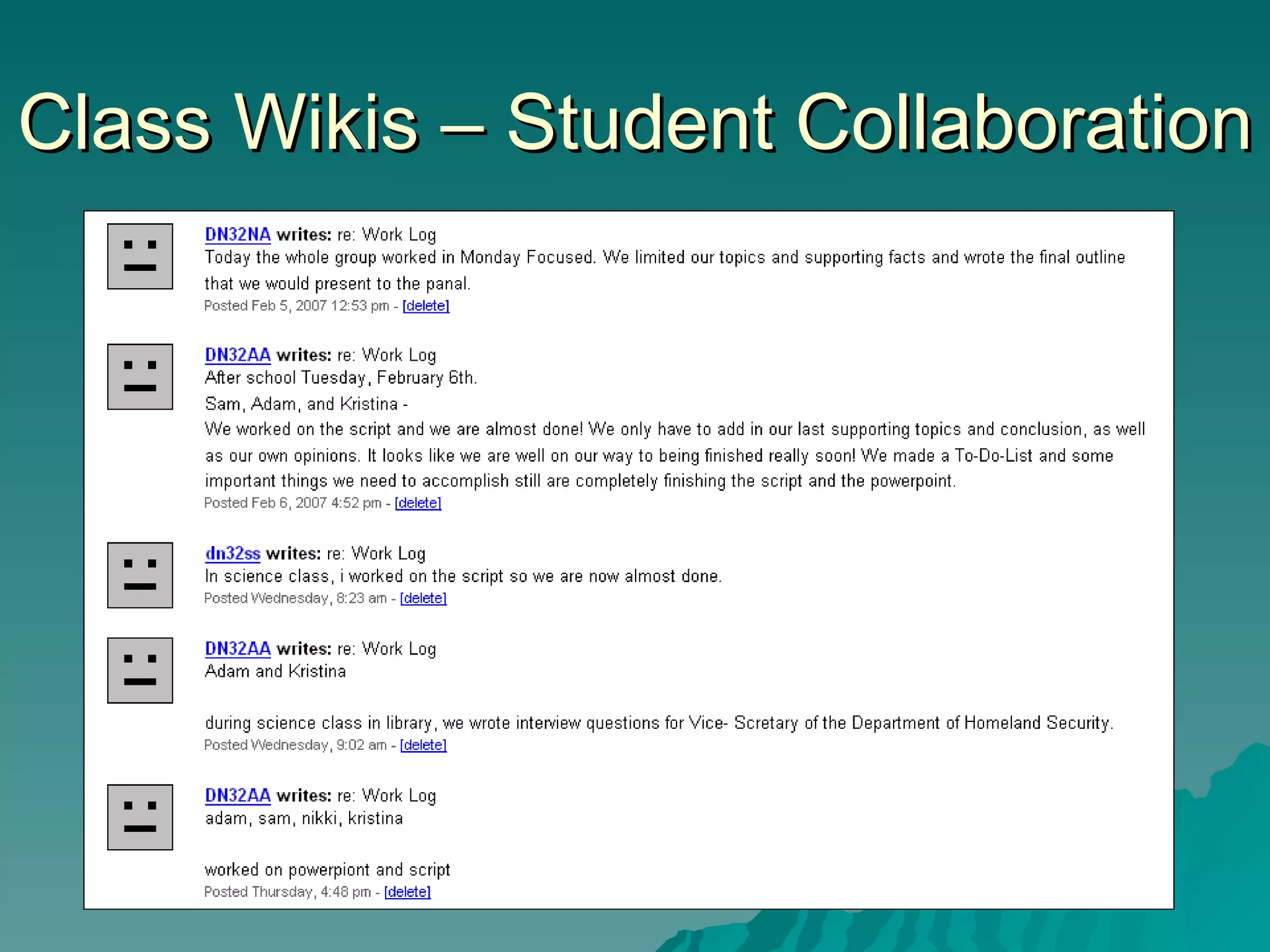Class Wikis – Student Collaboration 