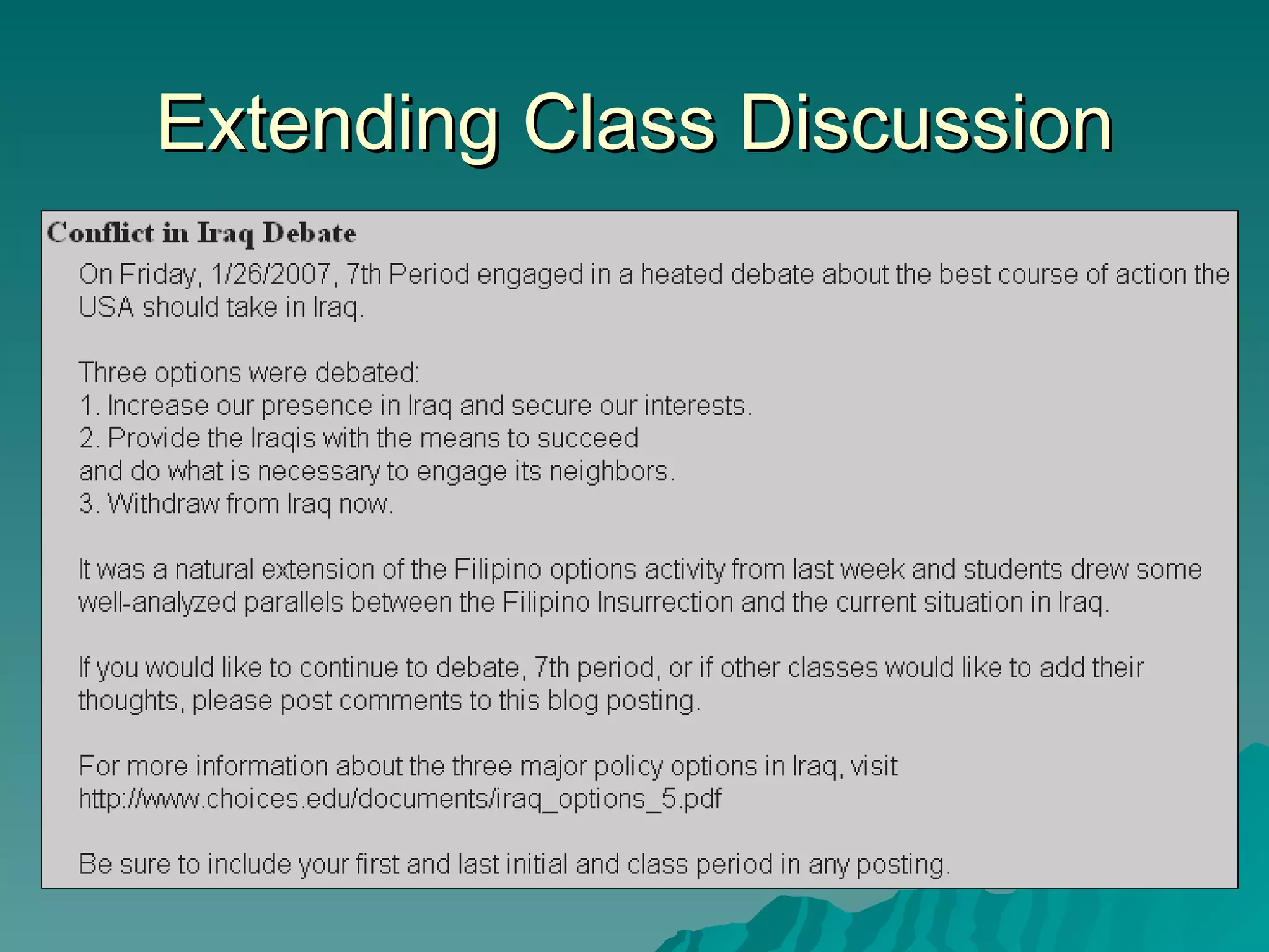 Extending Class Discussion 