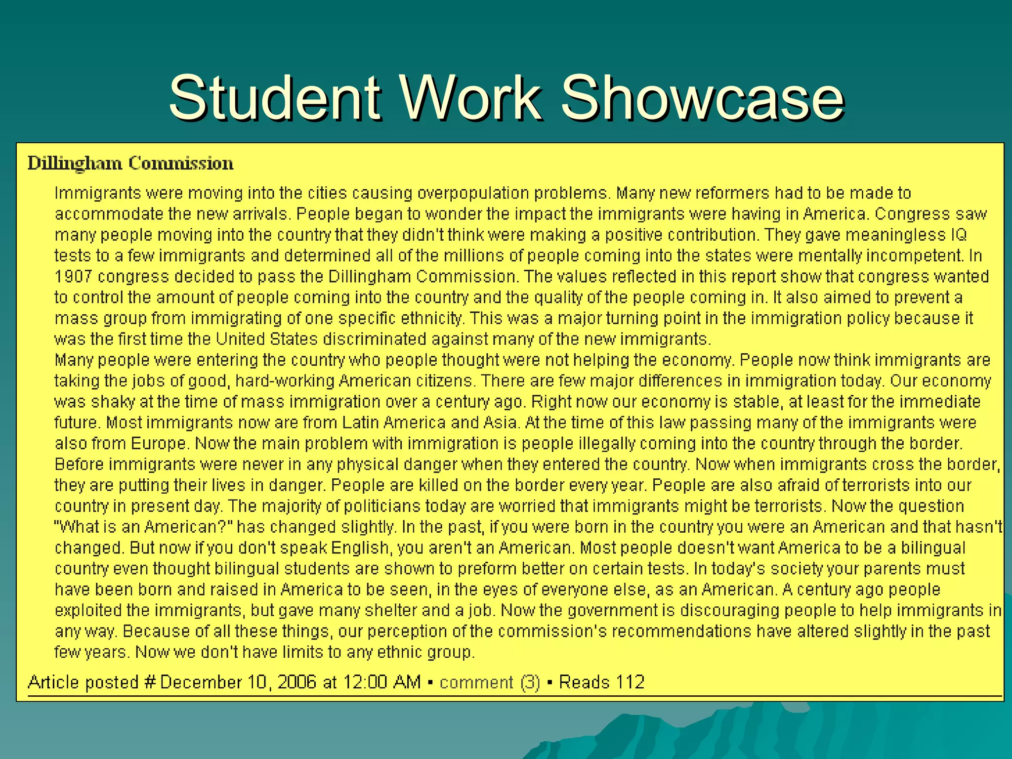 Student Work Showcase 