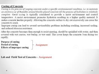 Assignment
Lab and Field Test of Concrete - Assignment
 