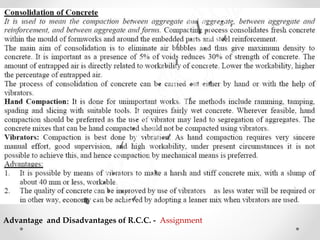 Advantage and Disadvantages of R.C.C. - Assignment
 