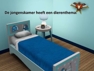De jongenskamer heeft een dierenthema. 