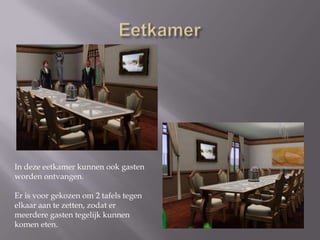 BibliotheekNaast de woonkamer is de bibliotheek. Hier kan een goed boek worden gelezen. Ook staat naast de bank nog een originele Lpspeler. Hier ligt ook de E-Reader van de familie Huijzen.