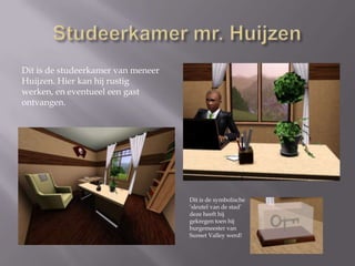 Slaapkamer mr. en mvr. HuijzenDit is de slaapkamer van meneer een mevrouw Huijzen. Een ruime, rustige, slaapkamer.