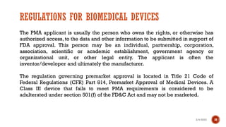 Pma Regulation biomedical instrumentation | PDF