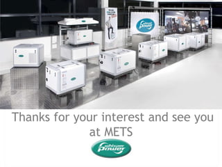 Hybrid Generator (5 kVA) Sine wave inverter provides AC power from 24VDC, inverter power 2kW Continuous, 4kW peakPermanent Magnet alternator integrated with fly wheel: compact and high efficientIntelligent power management system controls: variable engine speedSwitch mode battery charger with 3-stage charge characteristic1-Cylinder WhisperPower diesel engine