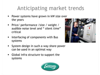 Introduction WhisperPowerFounded July 2007 by Roel ter Heide, MD of Victron Energy (1983), founder of Mastervolt (1991), Mastervolt Gensets BV (1998). The Sun Factory (2000), and Hybrid Power Systems (2010).