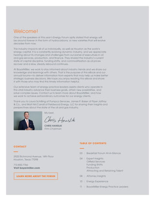 CONTACT
2925 Richmond Avenue, 14th Floor
Houston, Texas 77098
713.850.7766
Visit boyarmiller.com
TABLE OF CONTENTS
03	 :	 ...