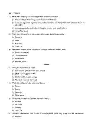 CS Foundation- Business Management, Ethics and Communication