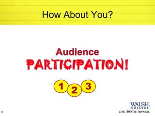 How About You?


      Audience


       1 2 3

6
 