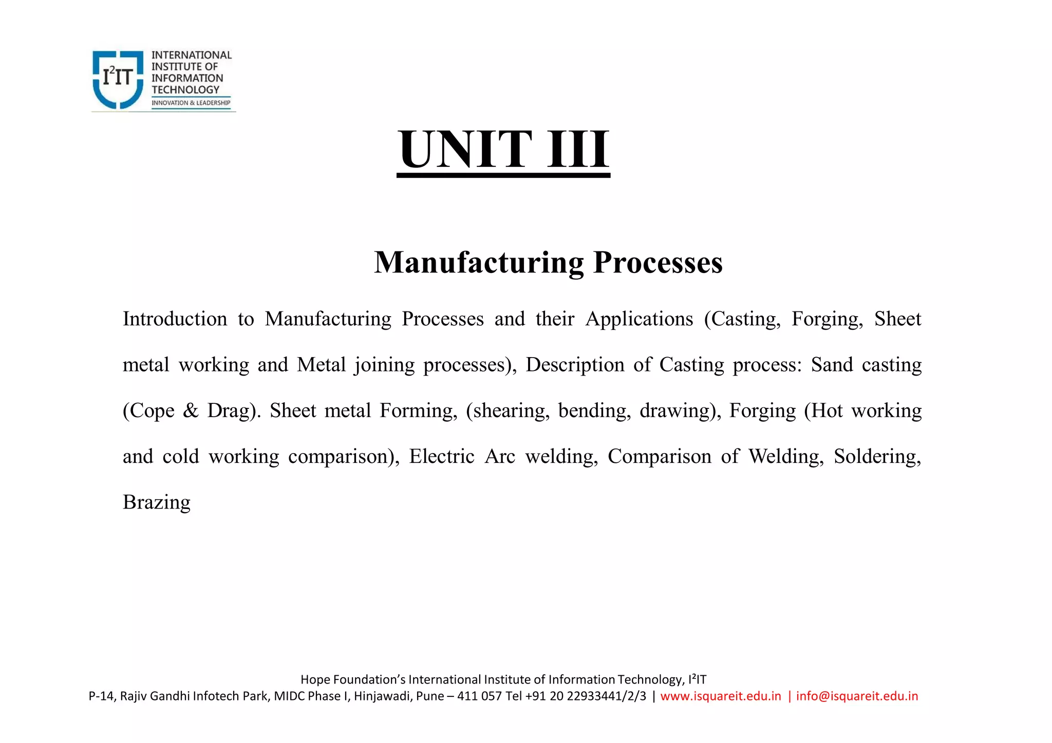 Basic Mechanical Engineering | Manufacturing Processes | PDF