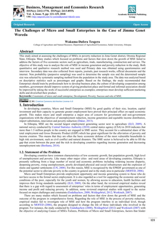 The Challenges of Micro and Small Enterprises in the Case of Jimma ...