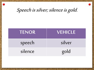 TENOR VEHICLE
speech silver
silence gold
Speechissilver;silenceisgold.
 