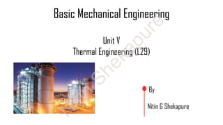 Basic Mechanical Engineering
By
Nitin G Shekapure
Unit V
Thermal Engineering (L29)
N
itin
Shekapure
 