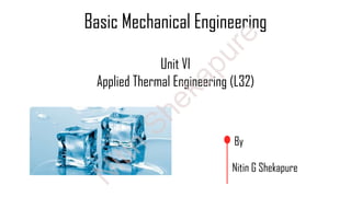Basic Mechanical Engineering
By
Nitin G Shekapure
Unit VI
Applied Thermal Engineering (L32)
N
itin
Shekapure
 