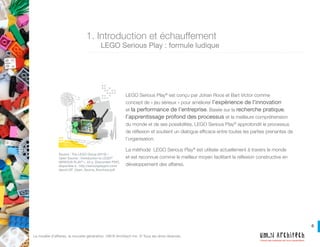 6
Créons des systèmes qui nous ressemblent!
Le modèle d’affaires, la nouvelle génération. UM.N Architech Inc. © Tous les drois réservés.
1. Introduction et échauffement
	 LEGO Serious Play : formule ludique
Création avec les deux mains
Construction de modèles
Réflexion avec les deux parties du cerveau
Construction d’idées
 