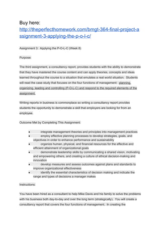 Bmgt 364 Final Project Assignment 3 Applying The P O L C Pdf