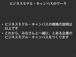 ビジネスモデルキャンバスおさらい #bmgworks