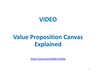 VIDEO
Value Proposition Canvas
Explained
(http://youtu.be/aN36EcTE54Q)
44
 