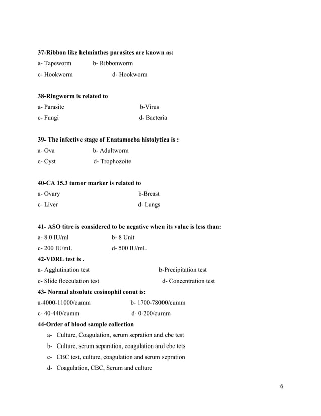 MCQ Medical lab technology PDF