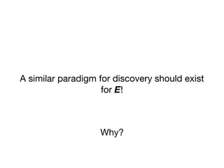 A similar paradigm for discovery should exist

for E!
Why?
 