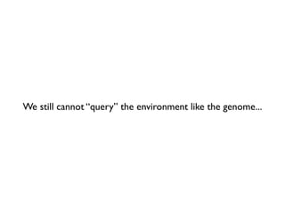 We still cannot “query” the environment like the genome...
 