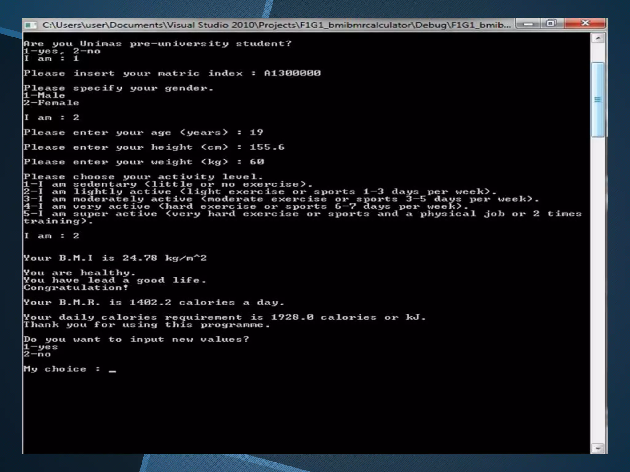 Bmi and bmr calculator slides