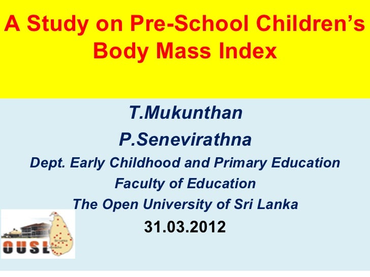 a study on preschool childrens body mass index body mass index for child