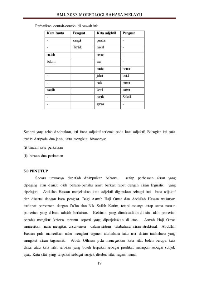 Bml 3053 Morfologi Bahasa Melayu Perbandingan Kata Adjektif