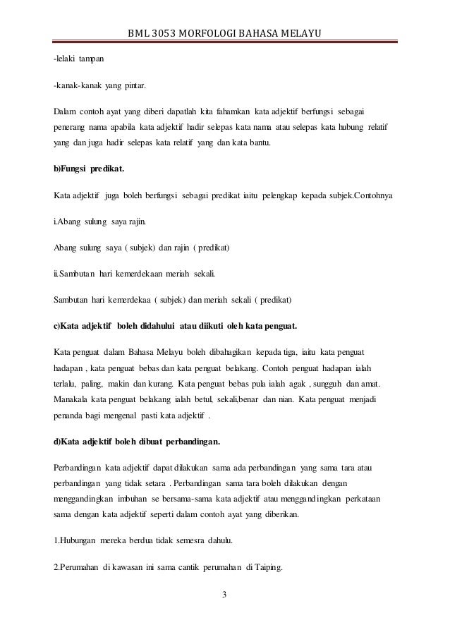 Bml 3053 morfologi bahasa melayu(perbandingan kata adjektif)