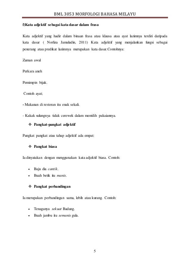 Bml 3053 morfologi bahasa melayu(perbandingan kata adjektif) Bml 3053 morfologi bahasa melayu(perbandingan kata adjektif)