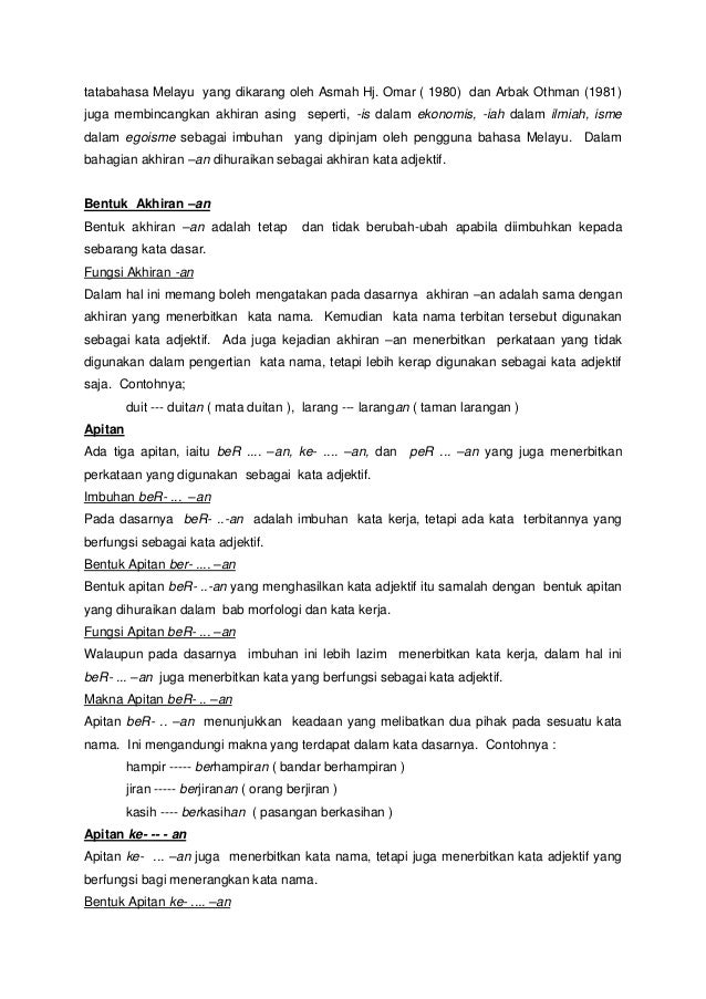 Bml 3053 Morfologi Bahasa Melayu Tugasan Perbandingan