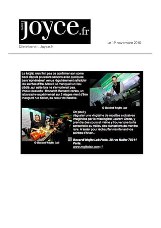 Le 19 novembre 2010
Site Internet : Joyce.fr
 