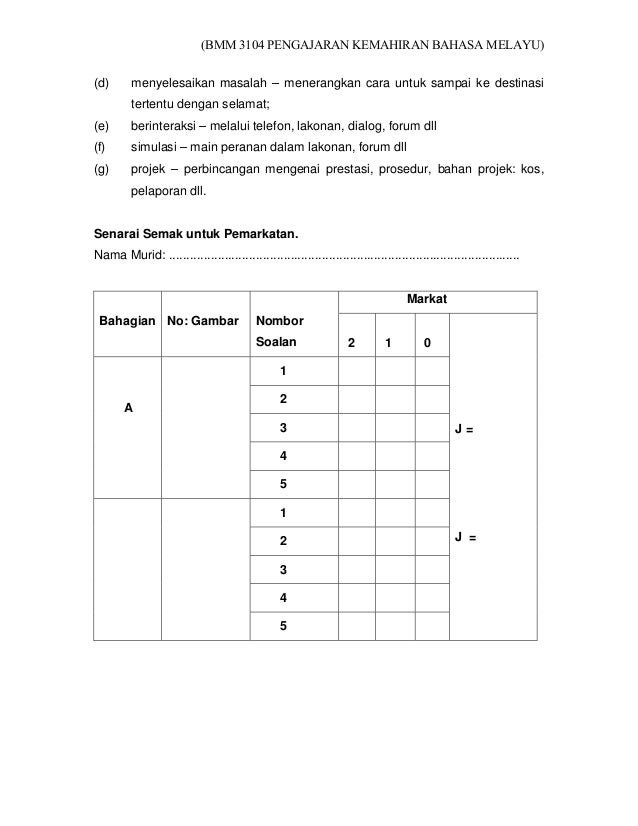 Soalan Bahasa Melayu Umur 5 Tahun - Contoh IK