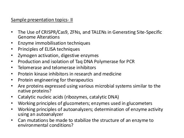 Research topics in enzymology
