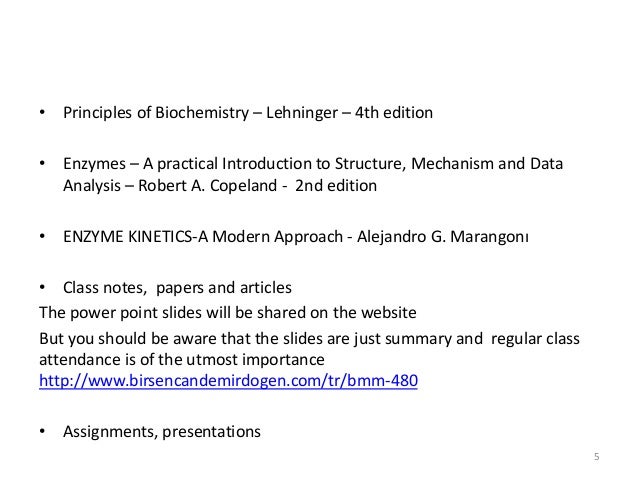 Bmm480 Enzymology Lecture 1