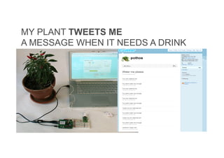 MY PLANT TWEETS ME
A MESSAGE WHEN IT NEEDS A DRINK
 
