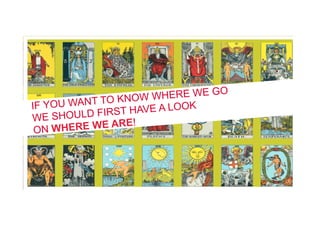 IF YOU WANT TO KNOW WHERE WE GO
WE SHOULD FIRST HAVE A LOOK
ON WHERE WE ARE!
 