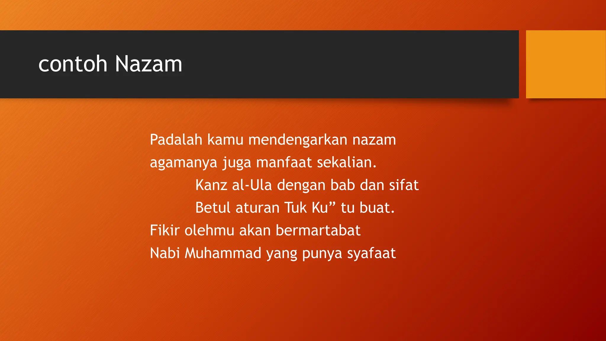 Nazam Rind Pendidikan Sastera Melayu Tradisional - Nazam | PPTX