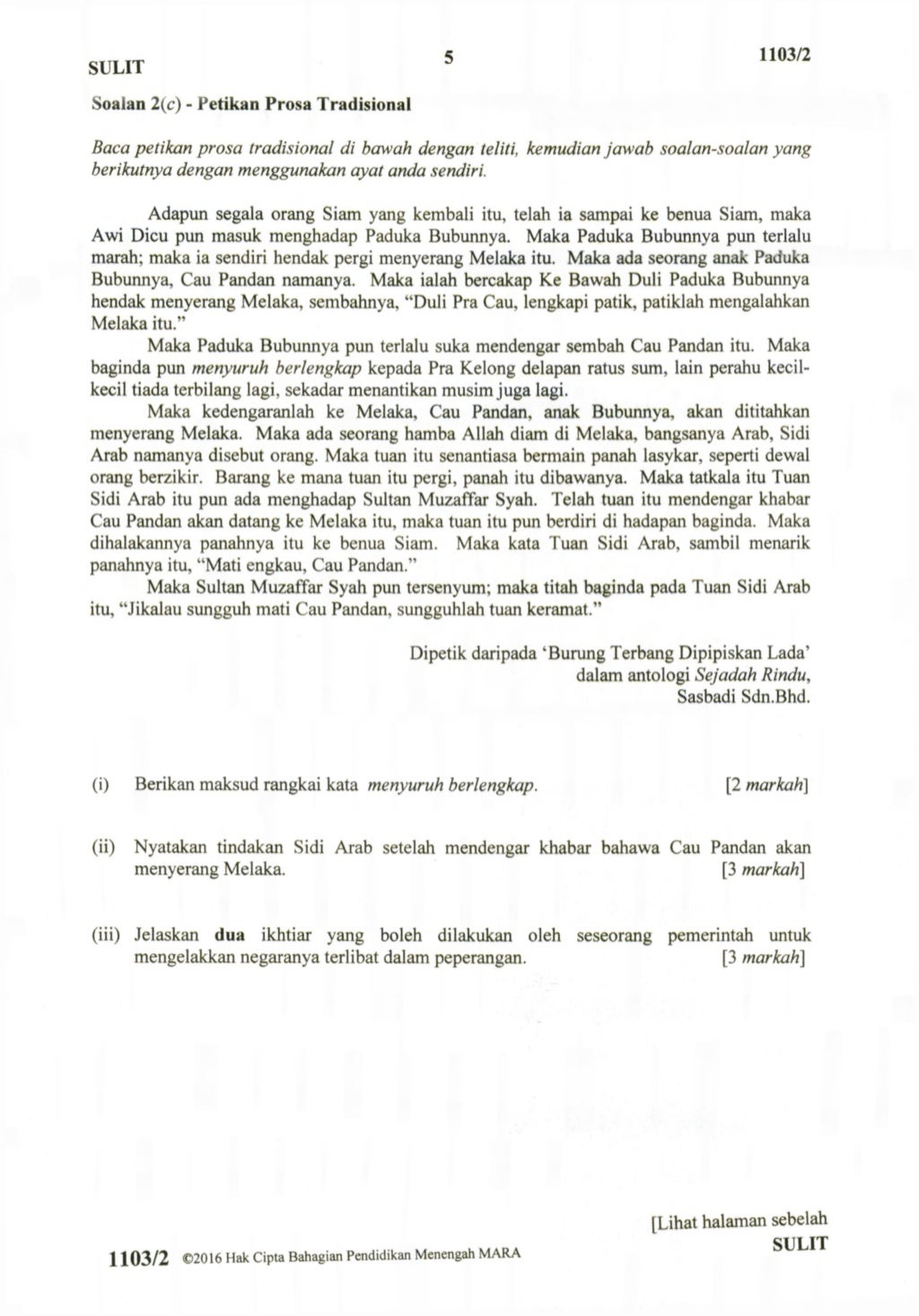 Soalan Percubaan SPM MRSM 2016