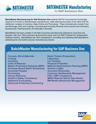 Process or Recipe-based Manufacturing for SAP Business One