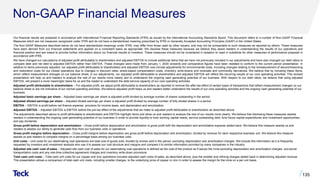 Non-GAAP Financial Measures
135
Our financial results are prepared in accordance with International Financial Reporting Standards (IFRS) as issued by the International Accounting Standards Board. This document refers to a number of Non-GAAP Financial
Measures which are not measures recognized under IFRS and do not have a standardized meaning prescribed by IFRS or Generally Accepted Accounting Principles (GAAP) in the United States.
The Non-GAAP Measures described below do not have standardized meanings under IFRS, may differ from those used by other issuers, and may not be comparable to such measures as reported by others. These measures
have been derived from our financial statements and applied on a consistent basis as appropriate. We disclose these measures because we believe they assist readers in understanding the results of our operations and
financial position and are meant to provide further information about our financial results to investors. These measures should not be considered in isolation or used in substitute for other measures of performance prepared in
accordance with IFRS.
We have changed our calculations of adjusted profit attributable to shareholders and adjusted EBITDA to include additional items that we have not previously included in our adjustments and have also changed our debt ratios to
compare debt and net debt to adjusted EBITDA rather than EBITDA. These changes were made from January 1, 2020 onwards and comparative figures have been restated to conform to the current period presentation. In
addition to items previously adjusted, our adjusted profit attributable to shareholders and adjusted EBITDA now include adjustments for environmental costs, including changes relating to the remeasurement of decommissioning
and restoration costs for our closed operations due to changes in discount rates, share-based compensation costs, inventory write-downs and reversals and commodity derivatives. We believe that by including these items,
which reflect measurement changes on our balance sheet, in our adjustments, our adjusted profit attributable to shareholders and adjusted EBITDA will reflect the recurring results of our core operating activities. This revised
presentation will help us and readers to analyze the rest of our results more clearly and to understand the ongoing cash generating potential of our business. With respect to our debt ratios, we believe that using adjusted
EBITDA, will present a more meaningful basis for us and the reader to understand the debt service capacity of our core operating activities.
Adjusted profit attributable to shareholders – For adjusted profit, we adjust profit attributable to shareholders as reported to remove the after-tax effect of certain types of transactions that reflect measurement changes on our
balance sheet or are not indicative of our normal operating activities. We believe adjusted profit helps us and readers better understand the results of our core operating activities and the ongoing cash generating potential of our
business.
Adjusted basic earnings per share – Adjusted basic earnings per share is adjusted profit divided by average number of shares outstanding in the period.
Adjusted diluted earnings per share – Adjusted diluted earnings per share is adjusted profit divided by average number of fully diluted shares in a period.
EBITDA – EBITDA is profit before net finance expense, provision for income taxes, and depreciation and amortization.
Adjusted EBITDA – Adjusted EBITDA is EBITDA before the pre-tax effect of the adjustments that we make to adjusted profit attributable to shareholders as described above.
The adjustments described above to profit attributable to shareholders and EBITDA highlight items and allow us and readers to analyze the rest of our results more clearly. We believe that disclosing these measures assists
readers in understanding the ongoing cash generating potential of our business in order to provide liquidity to fund working capital needs, service outstanding debt, fund future capital expenditures and investment opportunities,
and pay dividends.
Gross profit before depreciation and amortization – Gross profit before depreciation and amortization is gross profit with the depreciation and amortization expense added back. We believe this measure assists us and
readers to assess our ability to generate cash flow from our business units or operations.
Gross profit margins before depreciation – Gross profit margins before depreciation are gross profit before depreciation and amortization, divided by revenue for each respective business unit. We believe this measure
assists us and readers to compare margins on a percentage basis among our business units.
Unit costs – Unit costs for our steelmaking coal operations are total cost of goods sold, divided by tonnes sold in the period, excluding depreciation and amortization charges. We include this information as it is frequently
requested by investors and investment analysts who use it to assess our cost structure and margins and compare it to similar information provided by many companies in the industry.
Adjusted site cash cost of sales – Adjusted site cash cost of sales for our steelmaking coal operations is defined as the cost of the product as it leaves the mine excluding depreciation and amortization charges, out-bound
transportation costs and any one-time collective agreement charges and inventory write-down provisions.
Total cash unit costs – Total cash unit costs for our copper and zinc operations includes adjusted cash costs of sales, as described above, plus the smelter and refining charges added back in determining adjusted revenue.
This presentation allows a comparison of total cash unit costs, including smelter charges, to the underlying price of copper or zinc in order to assess the margin for the mine on a per unit basis.
 