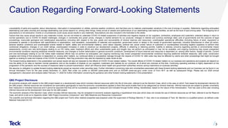Caution Regarding Forward-Looking Statements
3
unavailability of parts and supplies, labour disturbances, interruption in transportation or utilities, adverse weather conditions, and that there are no material unanticipated variations in the cost of energy or supplies. Statements regarding anticipated
steelmaking coal sales volumes and average steelmaking coal prices depend on, among other things, timely arrival of vessels and performance of our steelmaking coal-loading facilities, as well as the level of spot pricing sales. The foregoing list of
assumptions is not exhaustive. Events or circumstances could cause actual results to vary materially. Assumptions are also included in the footnotes to the slides.
Factors that may cause actual results to vary materially include, but are not limited to: extended COVID-19 related suspension of activities and negative impacts on our suppliers, contractors, employees and customers; extended delays in return to
normal operations due to COVID-19 related challenges; changes in commodity and power prices, changes in market demand for our products; changes in interest and currency exchange rates; acts of governments and the outcome of legal
proceedings; inaccurate geological and metallurgical assumptions (including with respect to the size, grade and recoverability of mineral reserves and resources); unanticipated operational difficulties (including failure of plant, equipment or
processes to operate in accordance with specifications or expectations, cost escalation, unavailability of materials and equipment, government action or delays in the receipt of government approvals, industrial disturbances or other job action,
adverse weather conditions and unanticipated events related to health, safety and environmental matters); union labour disputes; political risk; social unrest; failure of customers or counterparties (including logistics suppliers) to perform their
contractual obligations; changes in our credit ratings; unanticipated increases in costs to construct our development projects, difficulty in obtaining or retaining permits; inability to address concerns regarding permits or environmental impact
assessments; current and new technologies relating to our Elk Valley water treatment efforts and other sustainability goals and targets may not perform as anticipated or may not be available, and ongoing monitoring may reveal unexpected
environmental conditions requiring additional remedial measures; and changes or further deterioration in general economic conditions. Development of future reserves and resources is dependent on, among other factors, receipt of permits. Current
and new technologies relating to our Elk Valley water treatment efforts may not perform as anticipated, and ongoing monitoring may reveal unexpected environmental conditions requiring additional remedial measures. QB2 costs, construction
progress and timing of first production is dependent on, among other matters, our continued ability to successfully manage through the impacts of COVID-19. QB2 costs may also be affected by claims and other proceedings that might be brought
against us relating to costs and impacts of the COVID-19 pandemic. Red Dog production may also be impacted by water levels at site.
The forward-looking statements in this presentation and actual results will also be impacted by the effects of COVID-19 and related matters. The overall effects of COVID-19 related matters on our business and operations and projects will depend on
how the ability of our sites to maintain normal operations, and on the duration of impacts on our suppliers, customers and markets for our products, all of which are unknown at this time. Continuing operating activities is highly dependent on the
progression of the pandemic and the success of measures taken to prevent transmission, which will influence when health and government authorities remove various restrictions on business activities.
We assume no obligation to update forward-looking statements except as required under securities laws. Further information concerning risks and uncertainties associated with these forward-looking statements and our business can be found in our
Annual Information Form for the year ended December 31, 2020, filed under our profile on SEDAR (www.sedar.com) and on EDGAR (www.sec.gov) under cover of Form 40-F, as well as subsequent filings. Please see our 2020 annual
management’s discussion and analysis dated February 17, 2020 for further information concerning the guidance and other forward looking statements in this presentation.
QB2 Project Disclosure
All economic analysis with respect to the QB2 project based on a development case which includes inferred resources within the life of mine plan, referred to as the Sanction Case, which is the case on which Teck based its development decision for
the QB2 project. Inferred resources are considered too speculative geologically to have the economic considerations applied to them that would enable them to be categorized as mineral reserves. Inferred resources are subject to greater uncertainty
than measured or indicated resources and it cannot be assumed that they will be successfully upgraded to measured and indicated through further drilling. Nonetheless, based on the nature of the mineralization, Teck has used a mine plan including
inferred resources as the development mine plan for the QB2 project.
The economic analysis of the Sanction Case, which includes inferred resources, may be compared to economic analysis regarding a hypothetical mine plan which does not include the use of inferred resources as mill feed, referred to as the Reserve
Case, and which is set out in Appendix slides “QB2 Project Economics Comparison” and “QB2 Reserves and Resources Comparison”.
The scientific and technical information regarding the QB2 project and Teck's other material properties was prepared under the supervision of Rodrigo Marinho, P. Geo, who is an employee of Teck. Mr. Marinho is a qualified person, as defined under
National Instrument 43-101.
 