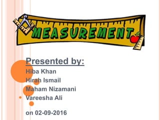 Presented by:
Hiba Khan
Hirah Ismail
Maham Nizamani
Vareesha Ali
on 02-09-2016
 