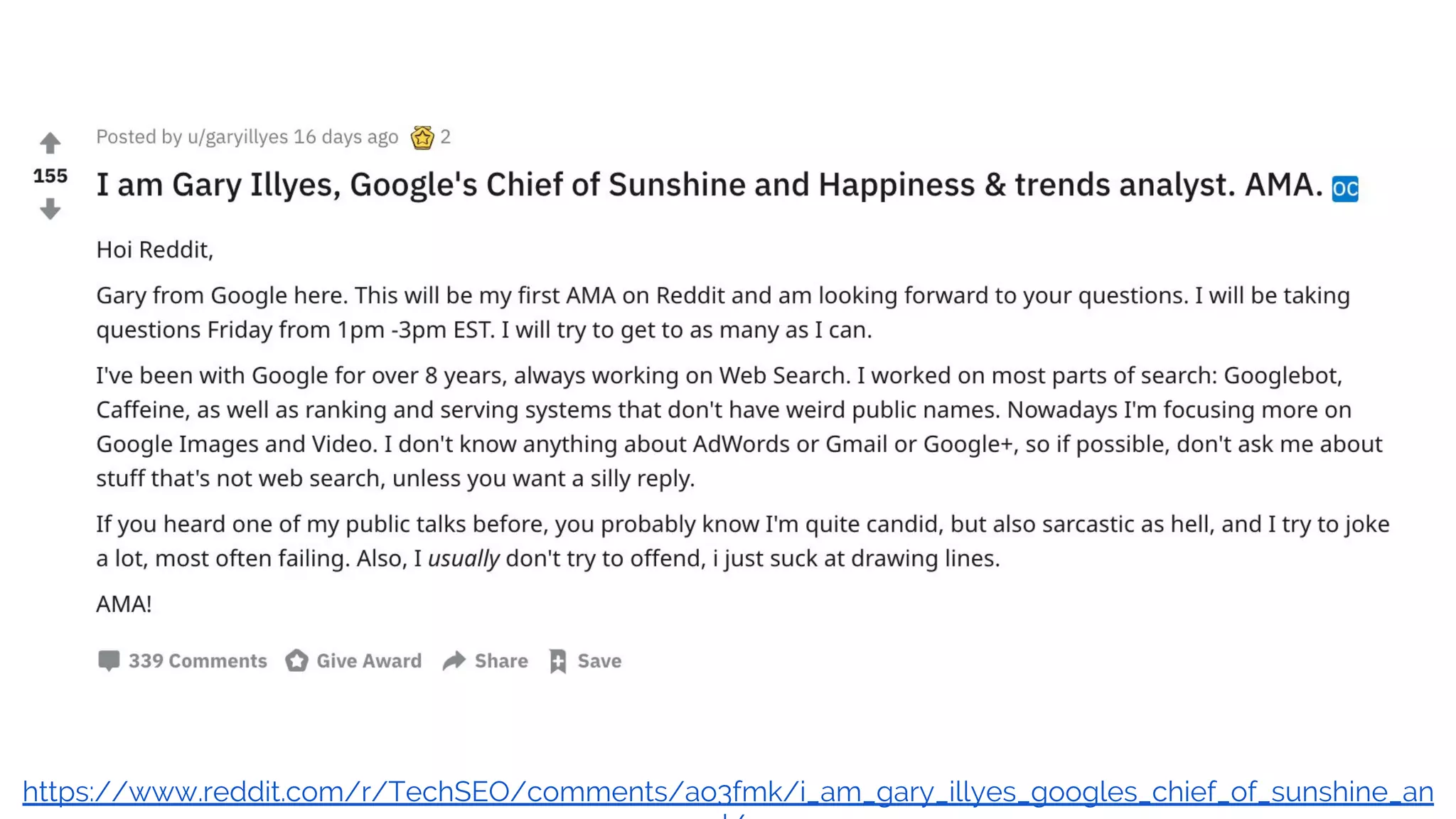 https://www.reddit.com/r/TechSEO/comments/ao3fmk/i_am_gary_illyes_googles_chief_of_sunshine_an
 