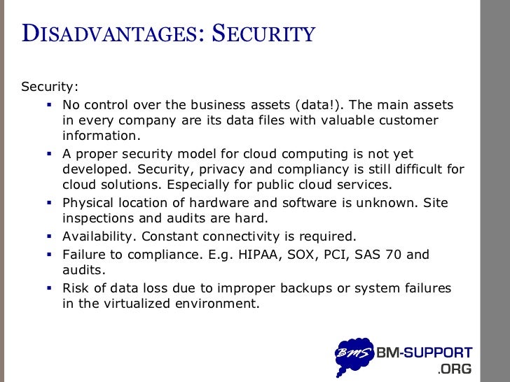 Disadvantages of Cloud Computing